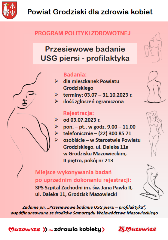Ulotka informacyjna programu Przesiewowe badanie USG piersi - profilaktyka