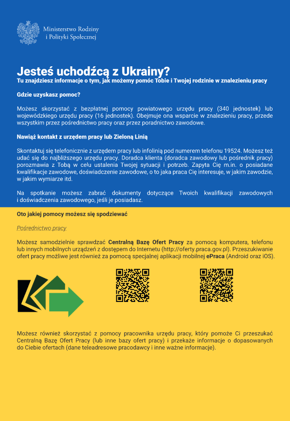 Ulotka Rady dla obywateli Ukrainy zainteresowanych podjęciem zatrudnienia w Polsce część 1 