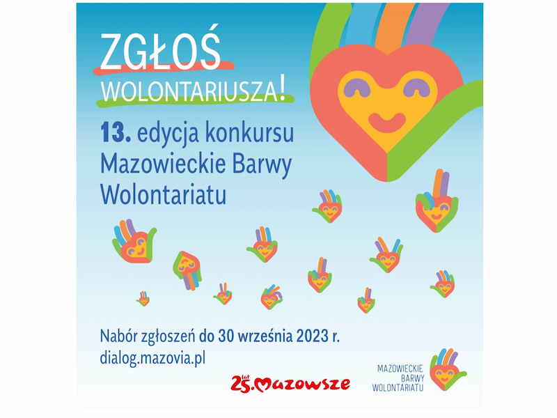 Ikona do artykułu: Zgłoś Wolontariusza w konkursie "Mazowieckie Barwy Wolontariatu"